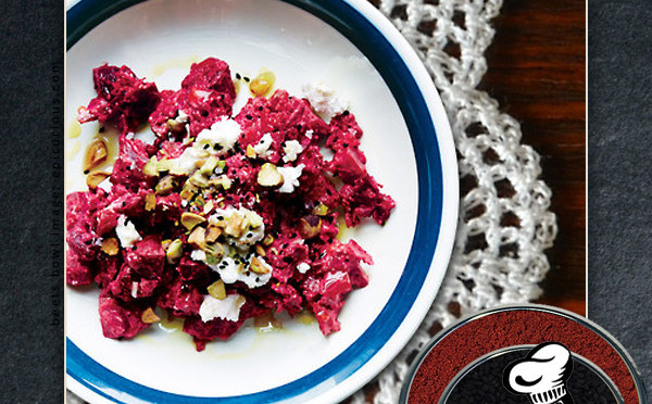 Goat Cheese Beets w/ Nigella Seeds & Pistachios